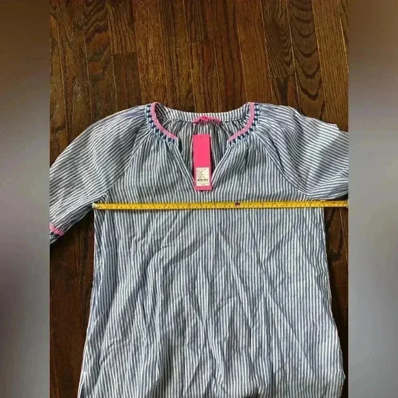 Lilly Pulitzer Women’s S Taelynn Top Coastal Blue Lightweight Oxford Stripe- NWT - Picture 10 of 14
